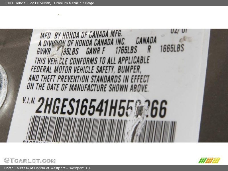 Titanium Metallic / Beige 2001 Honda Civic LX Sedan