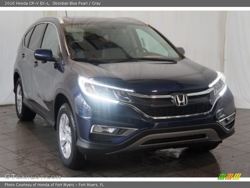 Obsidian Blue Pearl / Gray 2016 Honda CR-V EX-L