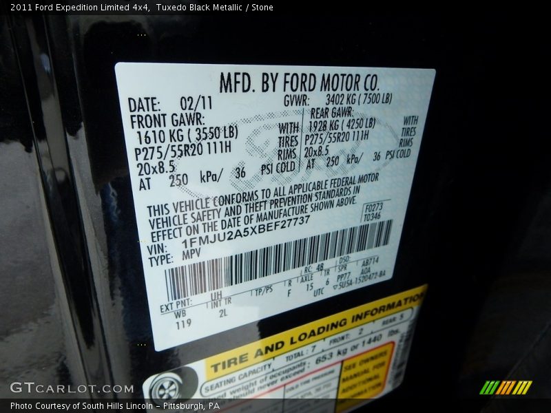 Tuxedo Black Metallic / Stone 2011 Ford Expedition Limited 4x4