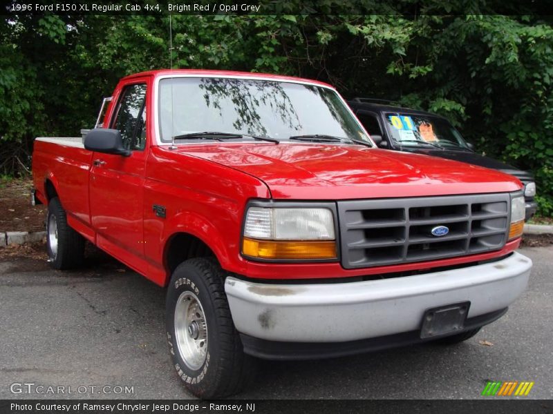 Bright Red / Opal Grey 1996 Ford F150 XL Regular Cab 4x4