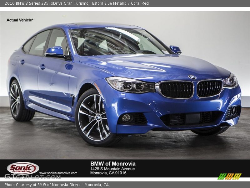 Estoril Blue Metallic / Coral Red 2016 BMW 3 Series 335i xDrive Gran Turismo