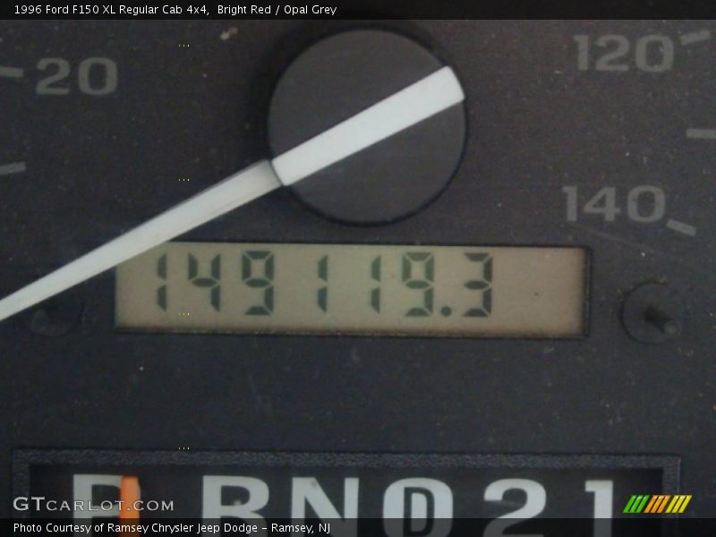 Bright Red / Opal Grey 1996 Ford F150 XL Regular Cab 4x4