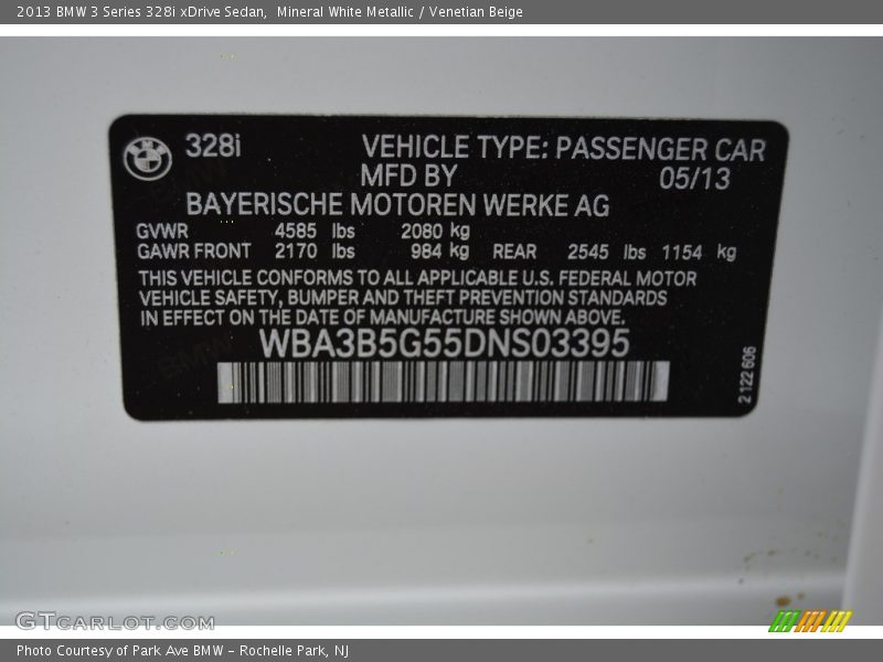 Mineral White Metallic / Venetian Beige 2013 BMW 3 Series 328i xDrive Sedan