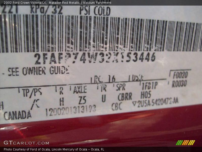 Matador Red Metallic / Medium Parchment 2002 Ford Crown Victoria LX