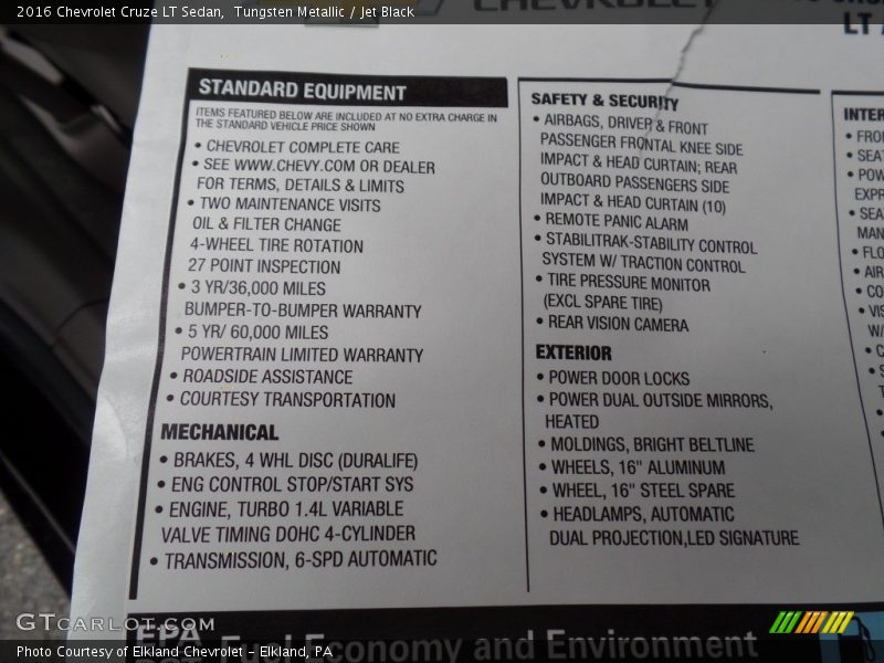 Tungsten Metallic / Jet Black 2016 Chevrolet Cruze LT Sedan