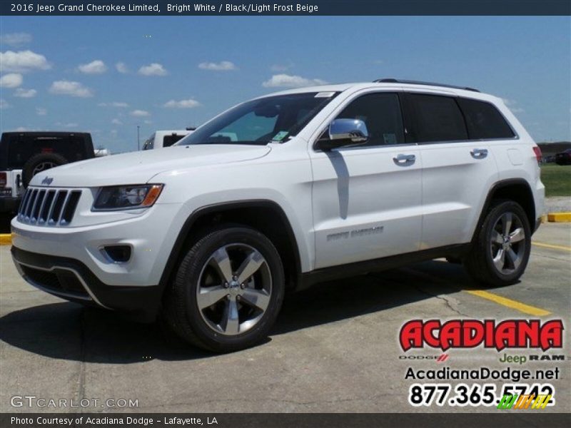 Bright White / Black/Light Frost Beige 2016 Jeep Grand Cherokee Limited