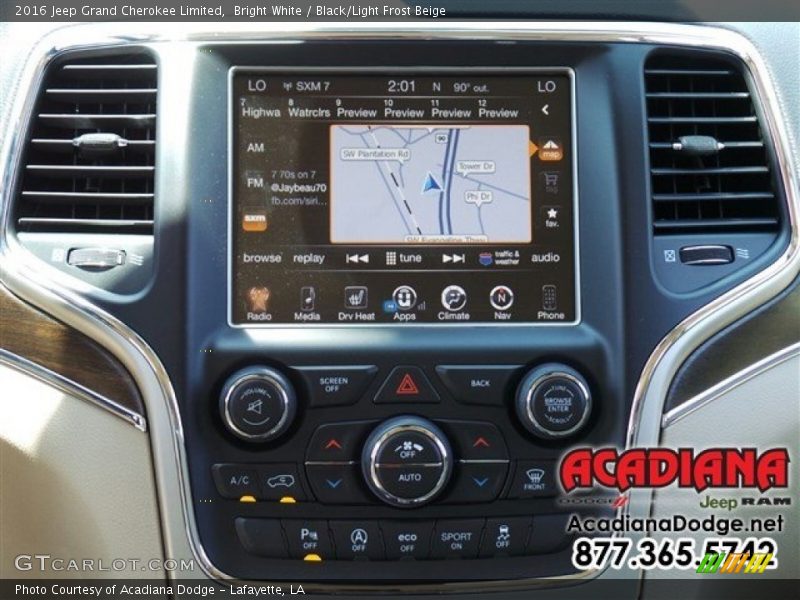 Bright White / Black/Light Frost Beige 2016 Jeep Grand Cherokee Limited