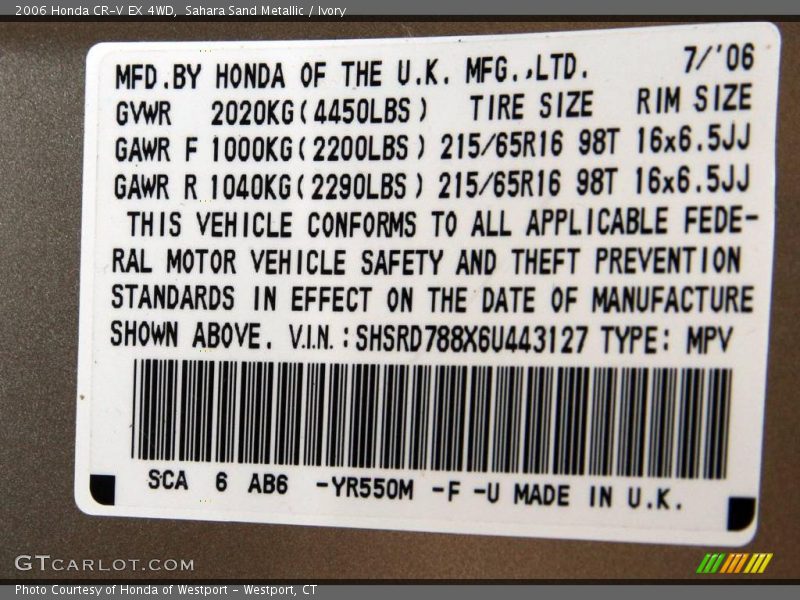 Sahara Sand Metallic / Ivory 2006 Honda CR-V EX 4WD