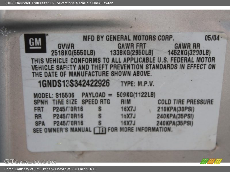 Silverstone Metallic / Dark Pewter 2004 Chevrolet TrailBlazer LS