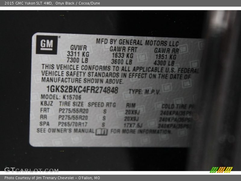 Onyx Black / Cocoa/Dune 2015 GMC Yukon SLT 4WD