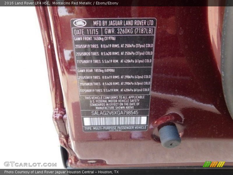 Montalcino Red Metallic / Ebony/Ebony 2016 Land Rover LR4 HSE