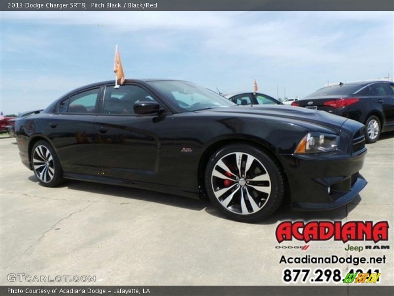 Pitch Black / Black/Red 2013 Dodge Charger SRT8