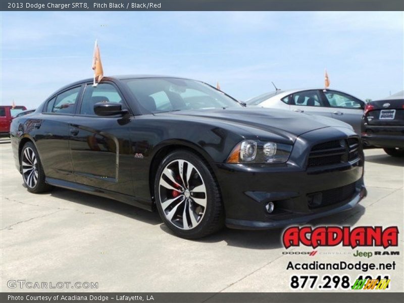 Pitch Black / Black/Red 2013 Dodge Charger SRT8