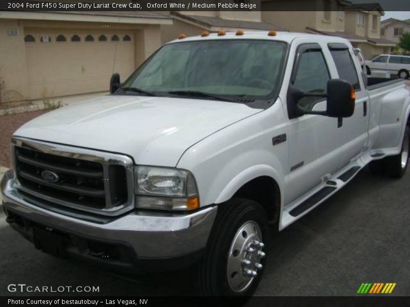 Oxford White / Medium Pebble Beige 2004 Ford F450 Super Duty Lariat Crew Cab