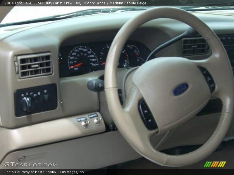 Oxford White / Medium Pebble Beige 2004 Ford F450 Super Duty Lariat Crew Cab