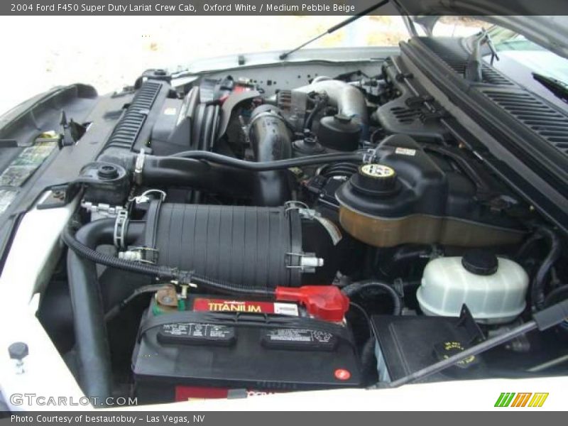 Oxford White / Medium Pebble Beige 2004 Ford F450 Super Duty Lariat Crew Cab