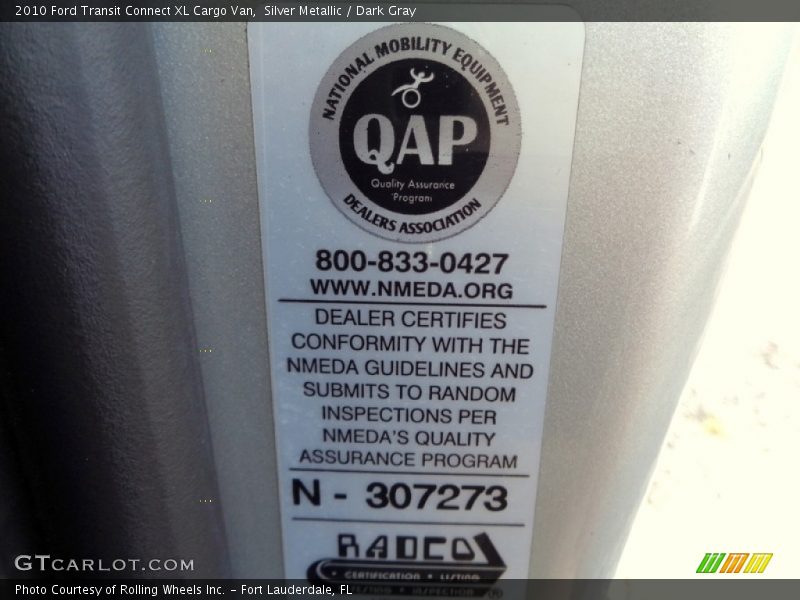 Silver Metallic / Dark Gray 2010 Ford Transit Connect XL Cargo Van