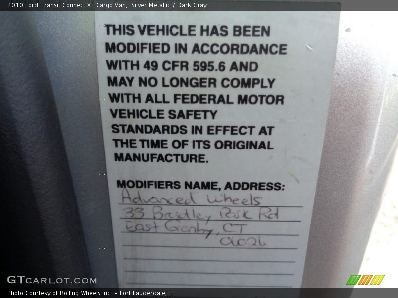 Silver Metallic / Dark Gray 2010 Ford Transit Connect XL Cargo Van