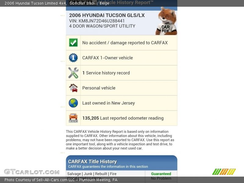 Obsidian Black / Beige 2006 Hyundai Tucson Limited 4x4