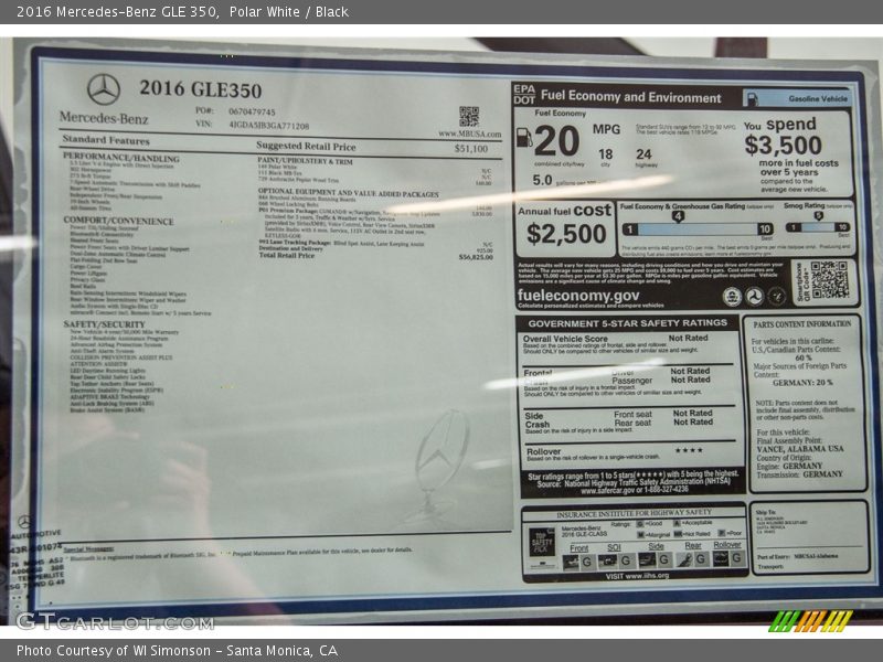 Polar White / Black 2016 Mercedes-Benz GLE 350