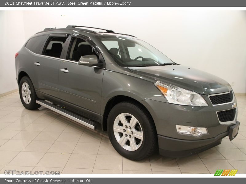 Steel Green Metallic / Ebony/Ebony 2011 Chevrolet Traverse LT AWD