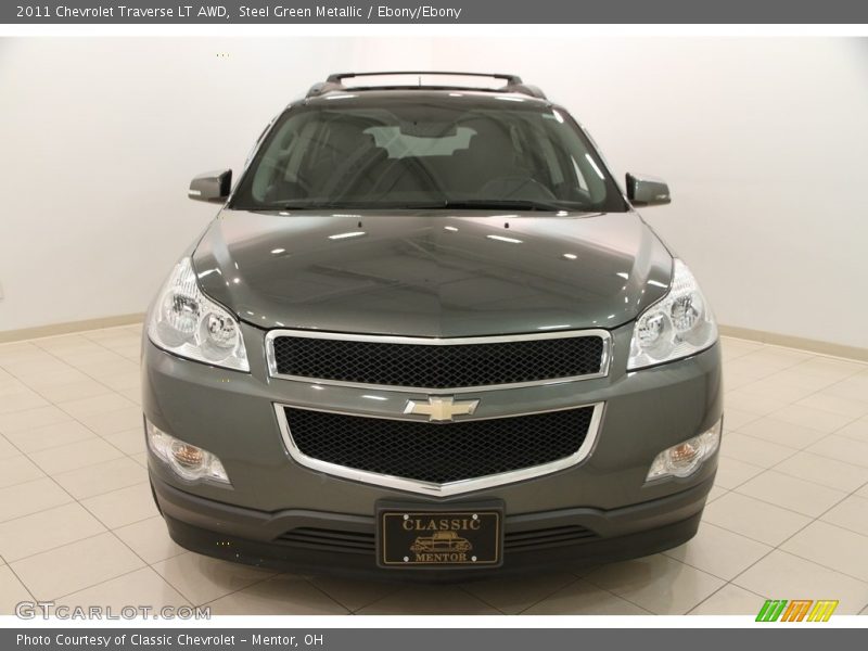 Steel Green Metallic / Ebony/Ebony 2011 Chevrolet Traverse LT AWD