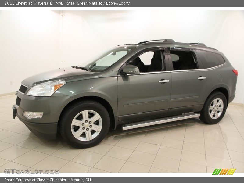 Steel Green Metallic / Ebony/Ebony 2011 Chevrolet Traverse LT AWD