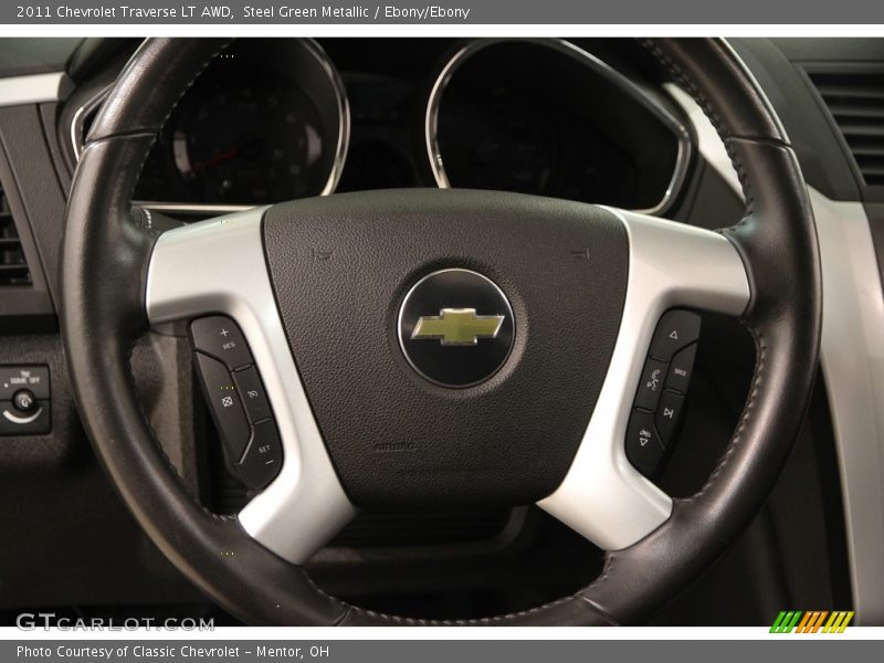 Steel Green Metallic / Ebony/Ebony 2011 Chevrolet Traverse LT AWD