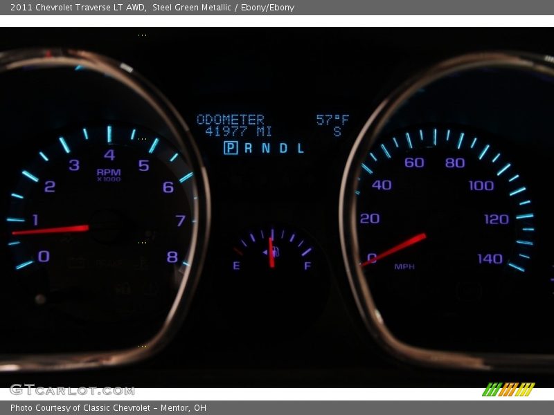 Steel Green Metallic / Ebony/Ebony 2011 Chevrolet Traverse LT AWD