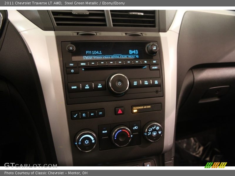 Steel Green Metallic / Ebony/Ebony 2011 Chevrolet Traverse LT AWD