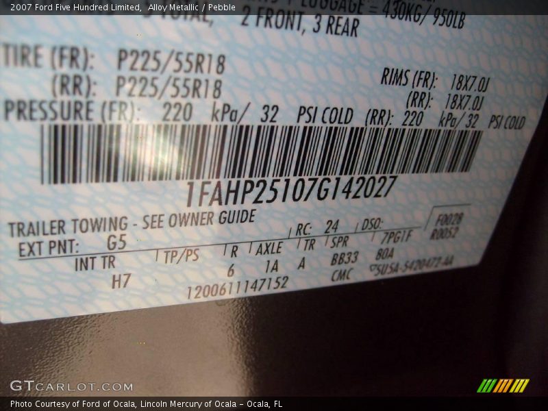 Alloy Metallic / Pebble 2007 Ford Five Hundred Limited