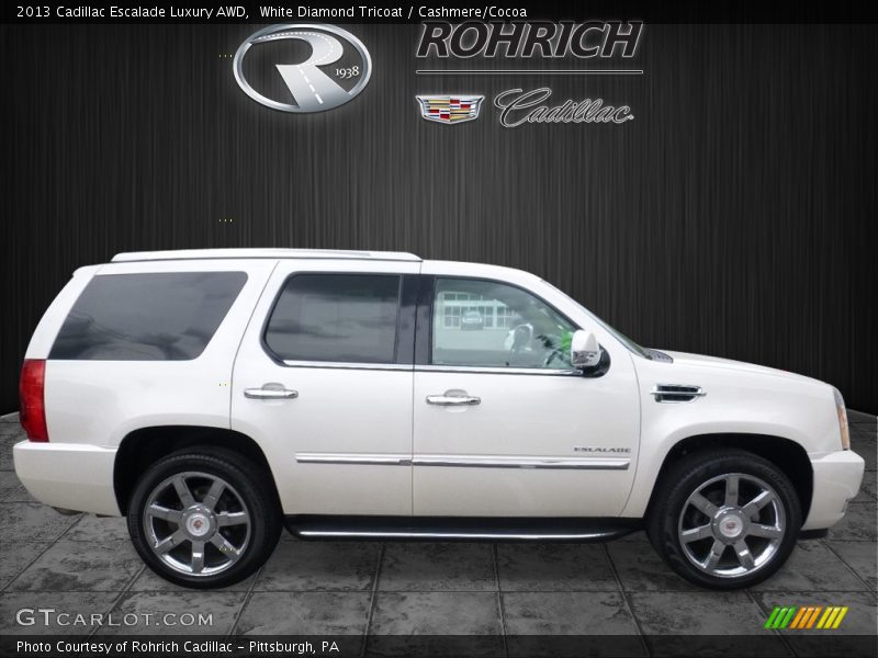 White Diamond Tricoat / Cashmere/Cocoa 2013 Cadillac Escalade Luxury AWD