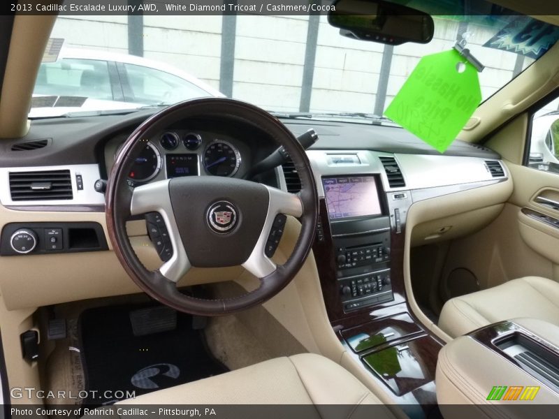 White Diamond Tricoat / Cashmere/Cocoa 2013 Cadillac Escalade Luxury AWD