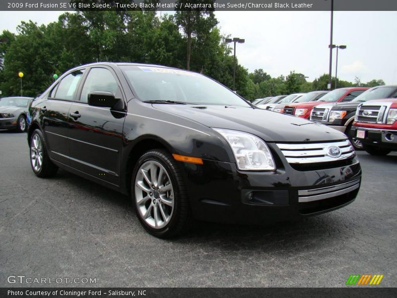 Tuxedo Black Metallic / Alcantara Blue Suede/Charcoal Black Leather 2009 Ford Fusion SE V6 Blue Suede