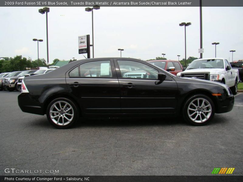 Tuxedo Black Metallic / Alcantara Blue Suede/Charcoal Black Leather 2009 Ford Fusion SE V6 Blue Suede