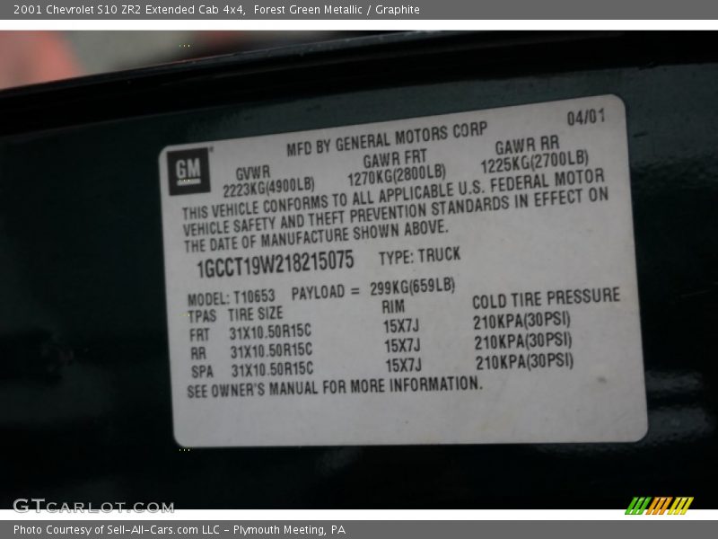 Forest Green Metallic / Graphite 2001 Chevrolet S10 ZR2 Extended Cab 4x4