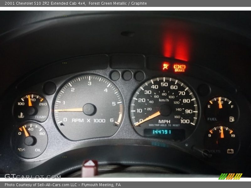 Forest Green Metallic / Graphite 2001 Chevrolet S10 ZR2 Extended Cab 4x4