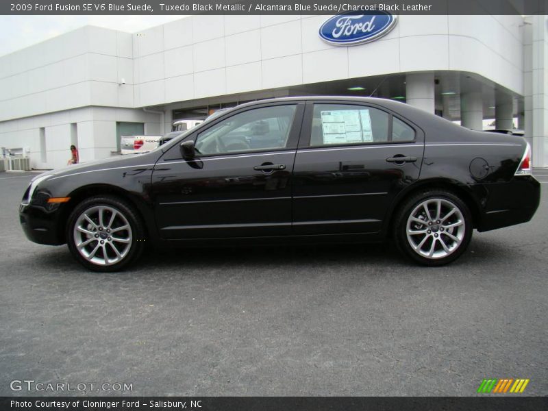 Tuxedo Black Metallic / Alcantara Blue Suede/Charcoal Black Leather 2009 Ford Fusion SE V6 Blue Suede