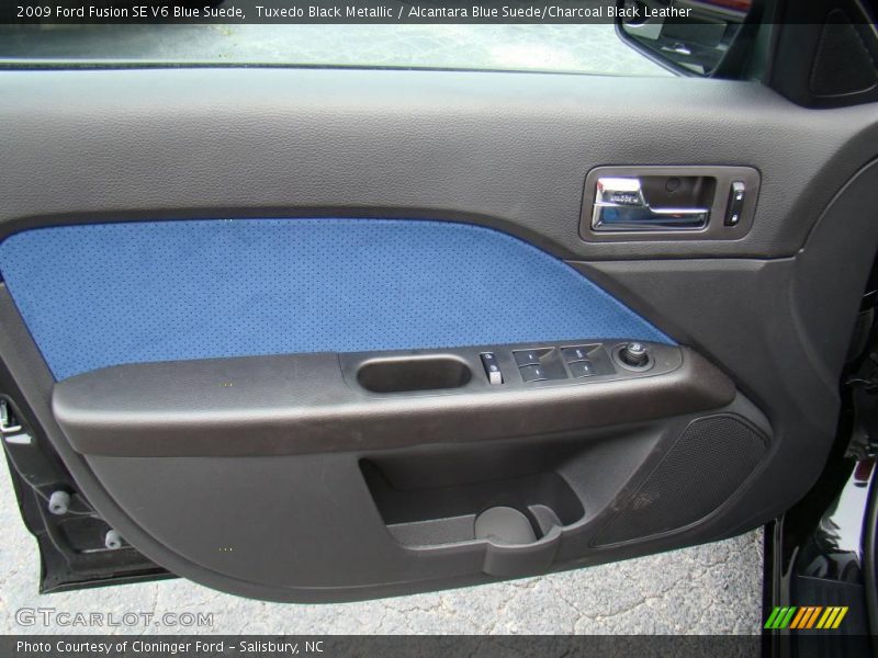 Tuxedo Black Metallic / Alcantara Blue Suede/Charcoal Black Leather 2009 Ford Fusion SE V6 Blue Suede