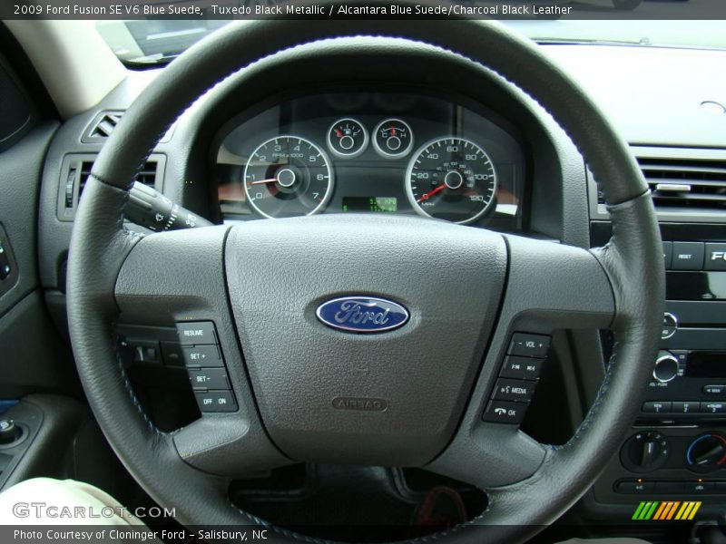 Tuxedo Black Metallic / Alcantara Blue Suede/Charcoal Black Leather 2009 Ford Fusion SE V6 Blue Suede
