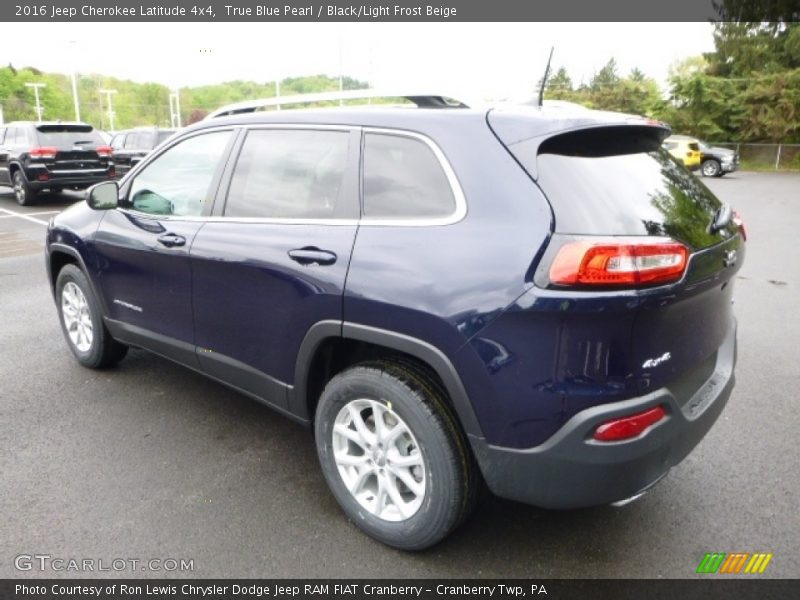 True Blue Pearl / Black/Light Frost Beige 2016 Jeep Cherokee Latitude 4x4