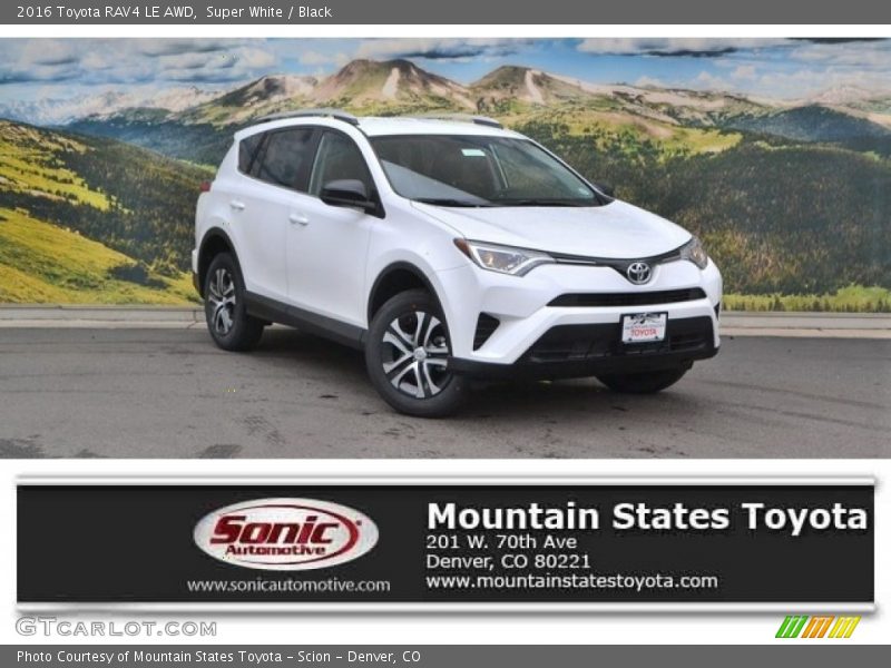 Super White / Black 2016 Toyota RAV4 LE AWD