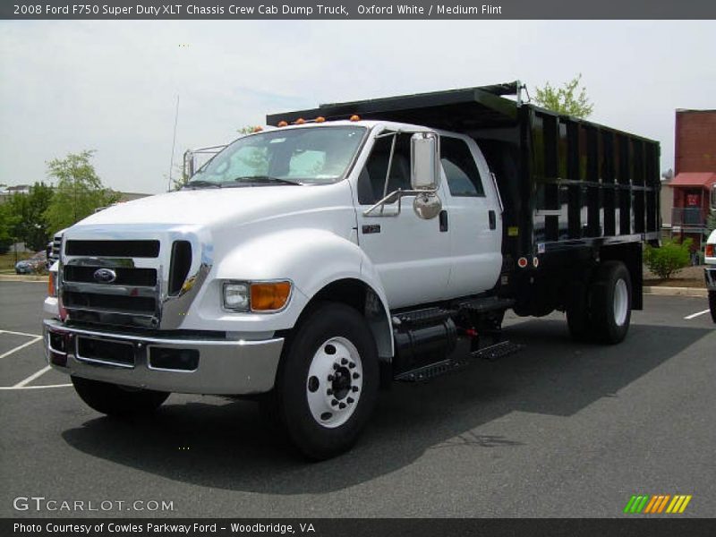 Oxford White / Medium Flint 2008 Ford F750 Super Duty XLT Chassis Crew Cab Dump Truck