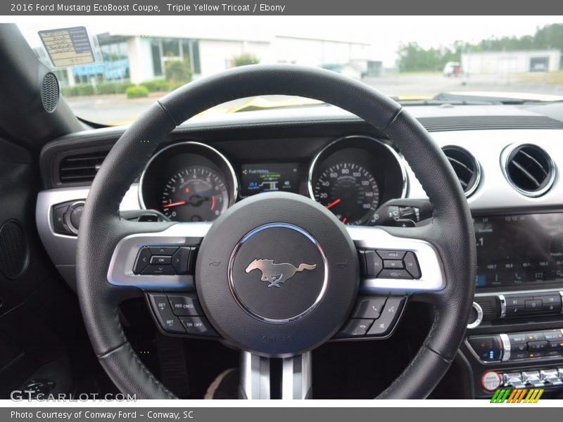 Triple Yellow Tricoat / Ebony 2016 Ford Mustang EcoBoost Coupe