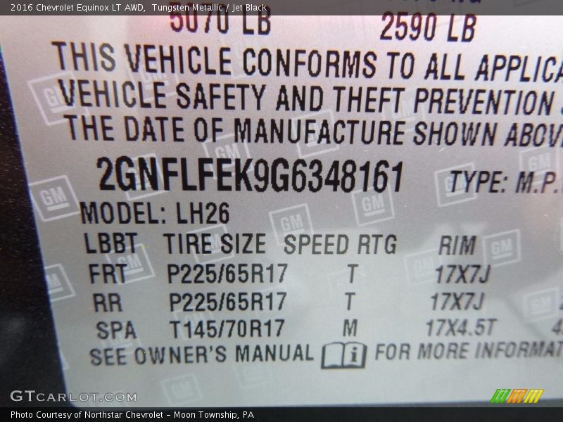 Tungsten Metallic / Jet Black 2016 Chevrolet Equinox LT AWD
