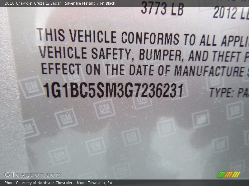 Silver Ice Metallic / Jet Black 2016 Chevrolet Cruze LS Sedan