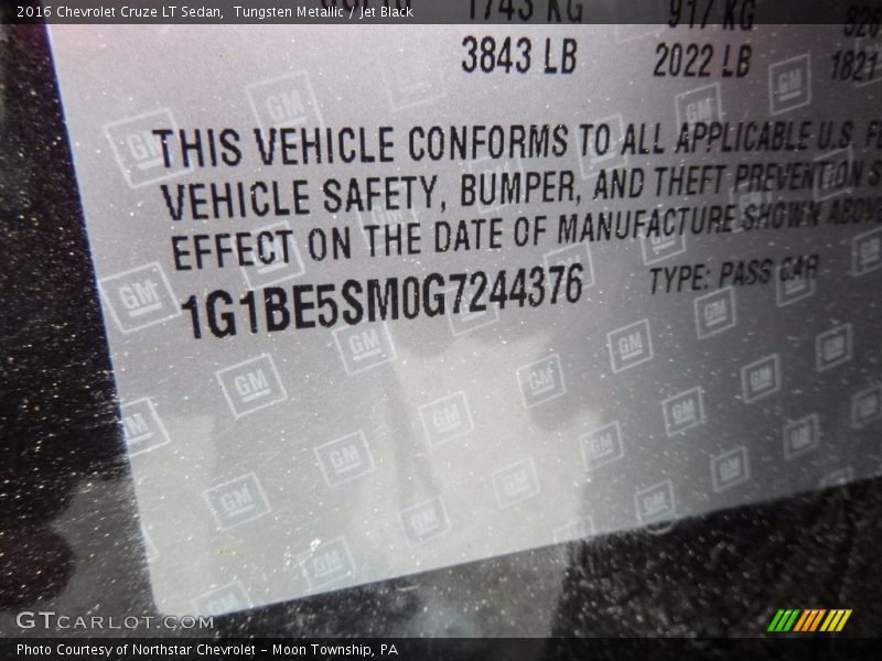 Tungsten Metallic / Jet Black 2016 Chevrolet Cruze LT Sedan