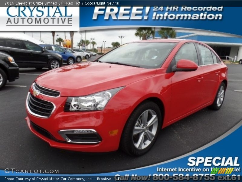 Red Hot / Cocoa/Light Neutral 2016 Chevrolet Cruze Limited LT