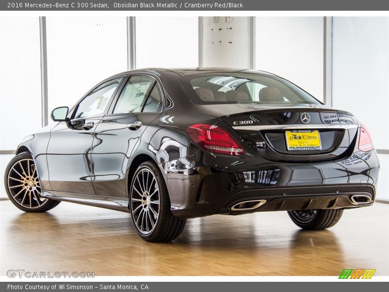 Obsidian Black Metallic / Cranberry Red/Black 2016 Mercedes-Benz C 300 Sedan