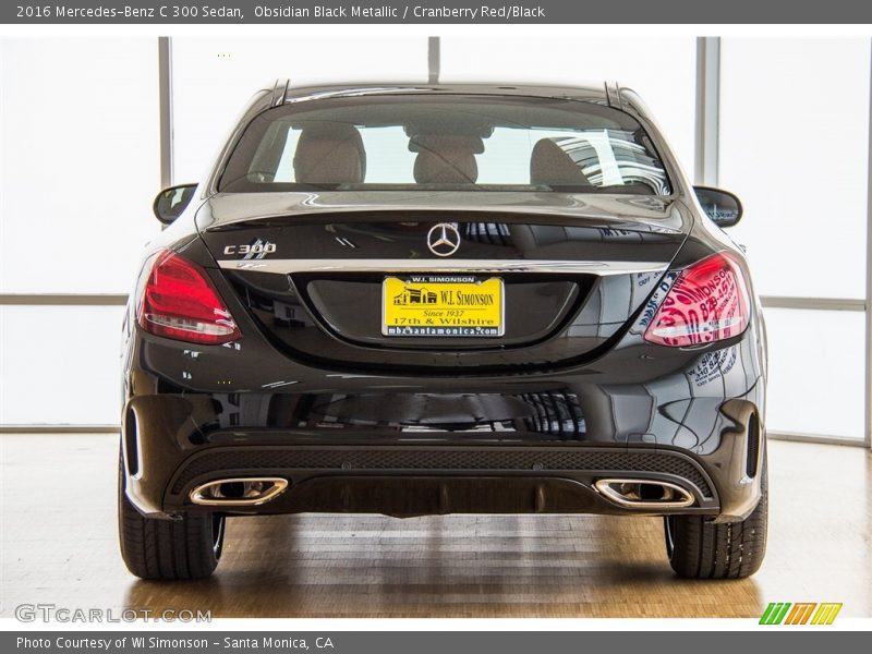 Obsidian Black Metallic / Cranberry Red/Black 2016 Mercedes-Benz C 300 Sedan